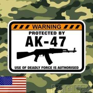 PROTECTED BY AK47 Gun Case / Safe Warning Sticker Decal  