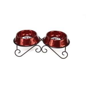  Platinum Pets DDSRED Double Diner Dog Stand with 2 Bowls 