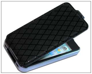  Flip Leather Chrome Hard Back Case Cover for iPhone 4 4S Grey  