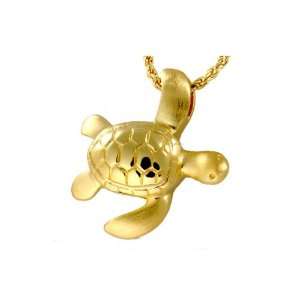 Sea Turtle Cremation Jewelry in Solid 14k Yellow Gold or White Gold or 