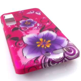 Pink Hibiscus Rubberized Hard Case Cover for Motorola Droid 3  