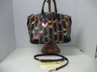 New Dooney and Bourke Charms Coated Cotton Satchel In Black  