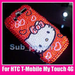Red Hello kitty Bling Back Case cover HTC mytouch 4G  