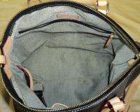 DOONEY & BOURKE LEATHER Satchel w Cosmetic Case and Key Fob BLACK 