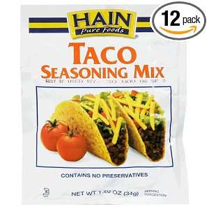 Hain Pure Foods Taco Seasoning Mix, 1.20 Ounce Pouches (Pack of 12)