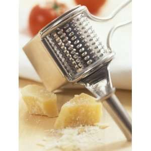  Whole and Grated Parmesan Cheese, Grater Photographic 