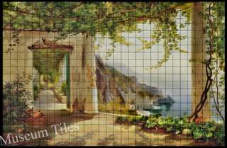 120x80 Italian Amalfi Coast Fine Art Marble Tile Mural  