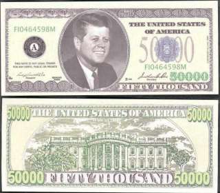 LOT OF 25   JFK $50,000 CASINO NIGHT PLAY MONEY BILLS  