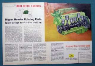 John Deere Tractor Two Page Ad JOHN DEERE 4010 DIESEL ENGINE CUTAWAY 