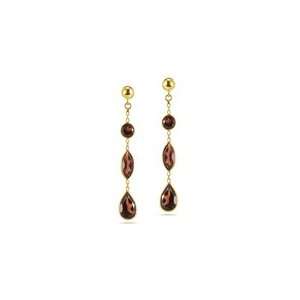  3.80 Cts Garnet Drop Earrings in 14K Yellow Gold Jewelry
