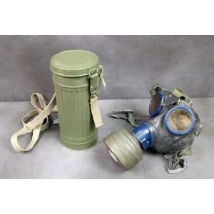  German WWII Gas Mask Can with Carry Straps Everything 