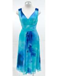 Anne Klein Bali Blue Sleeveless Floor Length Silk Dress