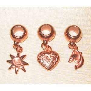 Rose Gold/Bright Copper Toned Metallic looking Acrylic Dangling Charms 