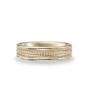    14k Yellow Gold Milgrain Rope C/F Fancy Wedding Band Jewelry