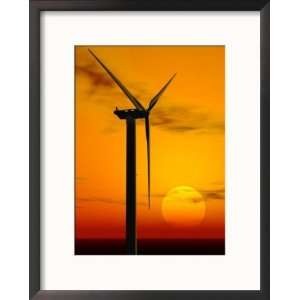 Wind Turbine at Sunset, Computer Generation Collections Framed 
