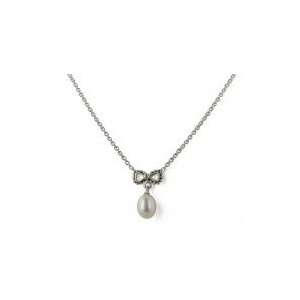    Honora Little Girls White Pearl Bow Necklace: Honora: Jewelry