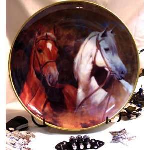  Fine Porcelain Horse Plates Set/2: Home & Kitchen