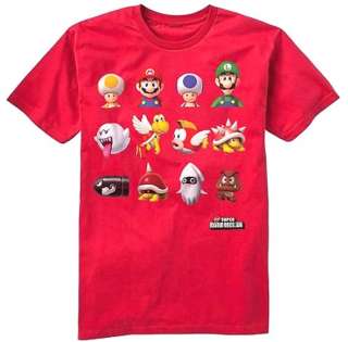 New Boy Youth Nintendo Super Mario Bros. Wii Characters T Shirt Tee 