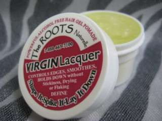 of .05 oz.The Roots Naturelle  Virgin Lacquer  Gel Pomade Edge 