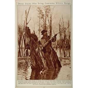  1923 Duck Hunting Hunter Gun Decoy Salmon Waterfall 
