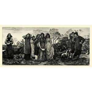 1898 Print Evening Hymn English Peasants Landscape Portrait Scene 