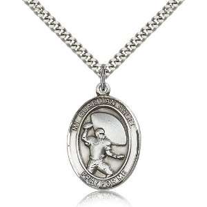  14kt Gold Guardian Angel/Football Medal 1 x 3/4 Inches 