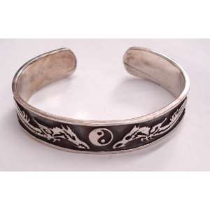  Yin Yang Dragon Silver Bracelet 