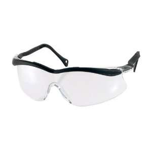   Black Adjustable Temple Safety Glasses   Clear Lens