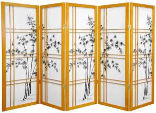 Oriental Furniture 4 ft. Tall Low Bamboo Tree Shoji   Honey 5 Panel 