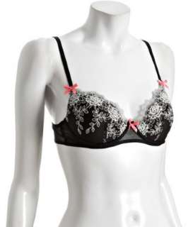 Betsey Johnson black mesh rose embroidered demi bra  BLUEFLY up to 70 