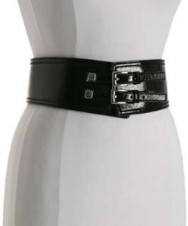 Calvin Klein black patent leather wide belt  BLUEFLY up to 70% off 
