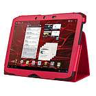 red folio pu leather cover case stand for motorola droid