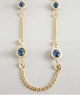 Kenneth Jay Lane gold and sapphire stone long necklace style 