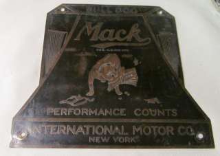   MACK TRUCK / INTERNATIONAL MOTOR CO. BULL DOG BRASS NAME PLATE  