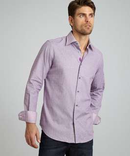 Robert Graham purple plaid cotton Wendall spread collar dress shirt