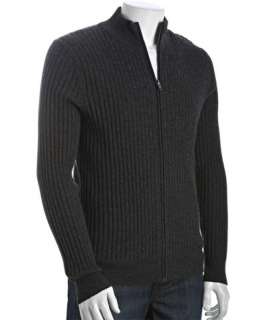 Harrison carbon ribbed cashmere full zip cardigan