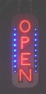 NEW VERTICAL LED neon OPEN SIGN With BLUE LED Animation  