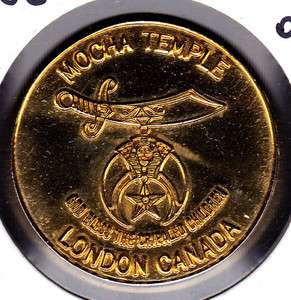 1986 London,Ontario,Canada Mocha Temple Masonic Medal  