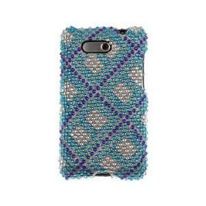  Reinforced Diamond Phone Cover Case Blue Plaid For HTC 