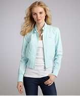 Members Only baby blue nylon zip front bomber jacket style# 319401702