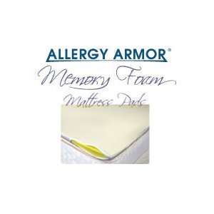   Allergy Armor Memory Foam Mattress Topper   Queen Size
