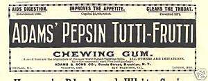 1895 ad adams pepsin tutti frutti chewing gum  