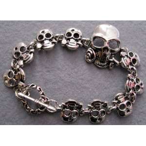  Mens Fashion Alloy Metal 10 Skull Beads Bracelet 