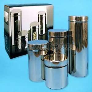  4PC Stainless Steel Glass Window Canister Set Food Storage 