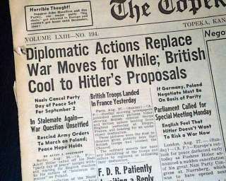 1939 Old Newspaper ADOLPH HITLER & Grim Reaper CARTOON World War II on 