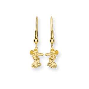  14K Gold Over Solid Silver Sporty Mickey Mouse Earrings Jewelry