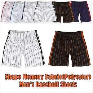 Mens Pinstripe Baseball Softball Stripe Shorts Pants Elastic Waist 