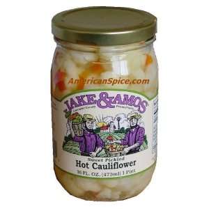 Jake & Amos Sweet Pickled Hot Cauliflower, Glass Jar, 16 fl oz  