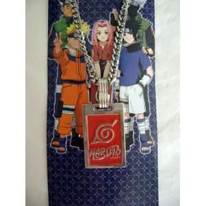  Naruto Silver/Red Konoha Leaf necklace (Closeout Price 
