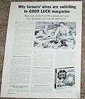 1953 Good Luck table Margarine Lever Brothers 1 PAGE AD